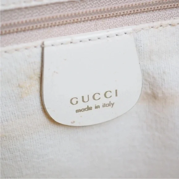Gucci White Leather Handbag with Bamboo Handle - Picture 8 of 11